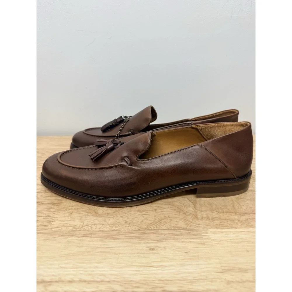 H&M's premium selection Brown Leather Loafers Tassel Moccasin EU 45 US 12 #43